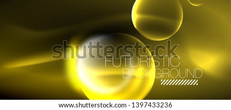 Blurred neon glowing round shapes, abstract circles and lights, vector template