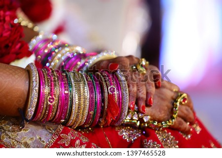 Indian Bride bangles in hands,Wedding look