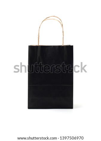 Black paper bag Isolated on white background.