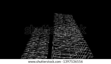 Modern building architecture drawing 3d illustration