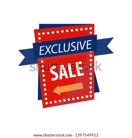 Exclusive sale sign on bright rectangular promotional banner