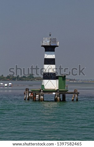 Black and White Lighthouse in Venetian Lagoon