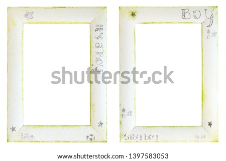 Photo frame for boy, white background isolated