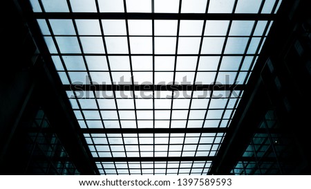 Frosted glass skylight grids close up