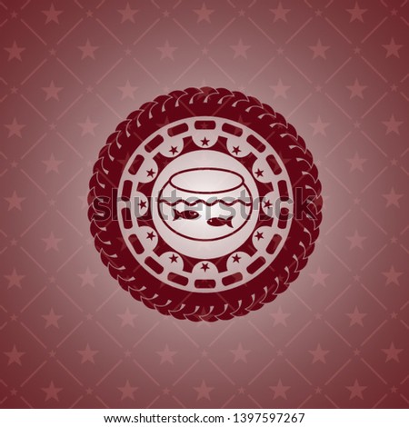 fishbowl with fish icon inside retro style red emblem