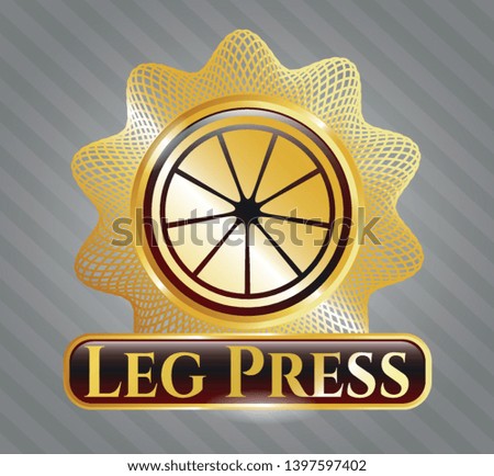  Golden badge with orange icon and Leg Press text inside