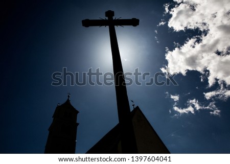 
Concept cross religion symbol silhouette over sky. Christian religion background concept. The cross symbol for Jesus Christ.