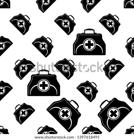 Doctor Bag Icon Seamless Pattern, First Aid Box Icon Vector Art Illustration