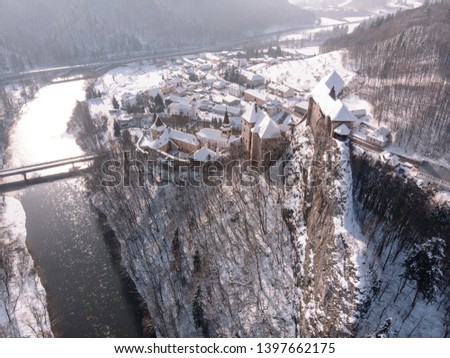 Oravsky hrad Slovakia drone view