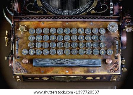Steampunk style future Typewriter. Hand/home made model.  