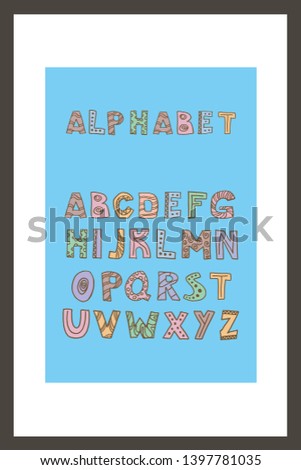 Trendy scandinavian alphabet in vector. ABC hand lettering. Nordic typographic design for poster, banner, print, decoration kids playroom or greeting card. Cute educational letters set.