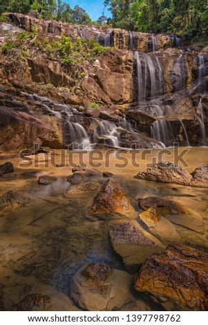 Cascading waterfall at slow shutter speed

