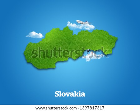 Slovakia Map. Green grass, sky and cloudy concept. Royalty-Free Stock Photo #1397817317