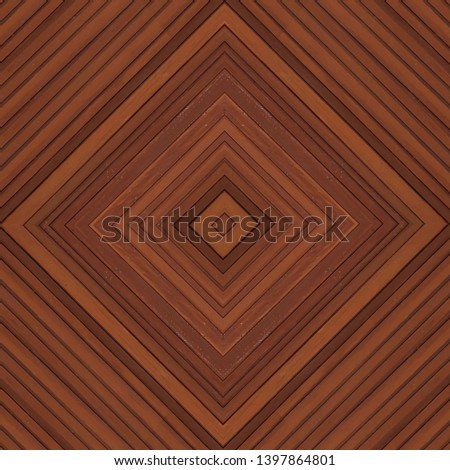 decorative brown wooden wall panel, abstract symmetrical rhombus lines pattern