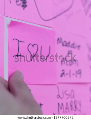 Valentine's notes with a heart shape.