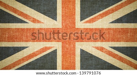 British flag on old canvas texture Royalty-Free Stock Photo #139791076