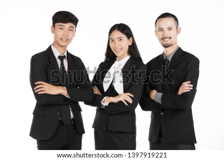 Group of asian business people isolated on white backgound.
