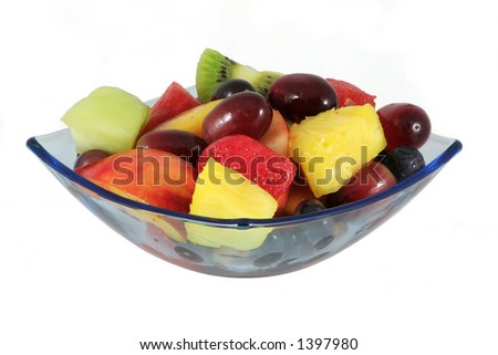 Fruit salad in a glass bowl Royalty-Free Stock Photo #1397980