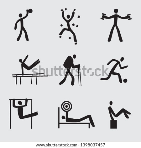 Little men icons various sports. Vector graphics