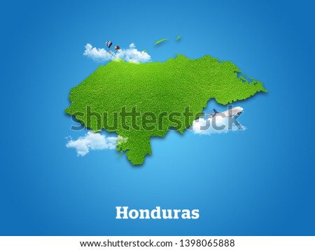 Honduras Map. Green grass, sky and cloudy concept. Royalty-Free Stock Photo #1398065888