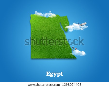 Egypt Map. Green grass, sky and cloudy concept. Royalty-Free Stock Photo #1398074405