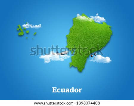 Ecuador Map. Green grass, sky and cloudy concept. Royalty-Free Stock Photo #1398074408