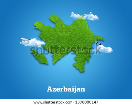 Azerbaijan Map. Green grass, sky and cloudy concept. Royalty-Free Stock Photo #1398080147