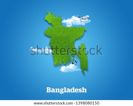 Bangladesh Map. Green grass, sky and cloudy concept. Royalty-Free Stock Photo #1398080150