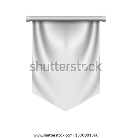 Empty 3D Pennant template. Blank flag. Realistic vector illustration