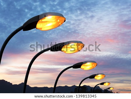 Street light against twilight background Royalty-Free Stock Photo #139813345