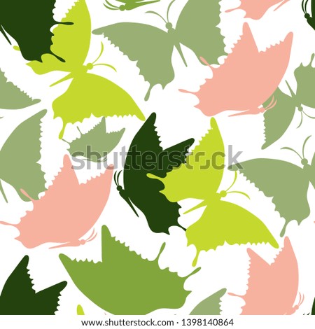the silhouettes of butterflies of delicate colors form a seamless pattern.vector illustration. EPS 10.