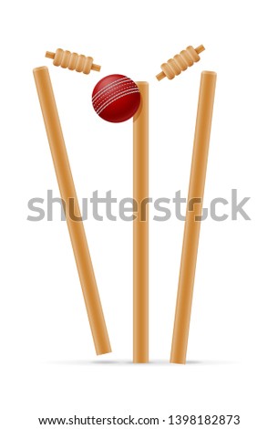 cricket bat and ball for a sports game stock vector illustration isolated on white background Royalty-Free Stock Photo #1398182873