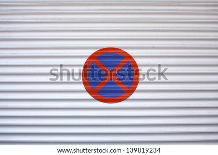 No parking sign on white metal background