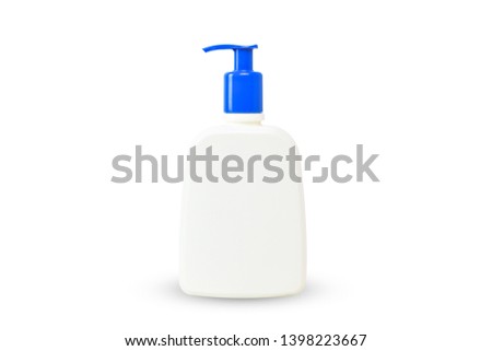 Cosmetic lotion bottle is pump blank mockup isolated on white background. Clipping path.