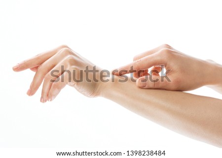 Female hands skin care cream dermatology manicure massage