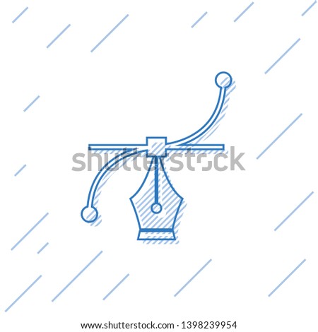 Blue Bezier curve line icon isolated on white background. Pen tool icon. Vector Illustration
