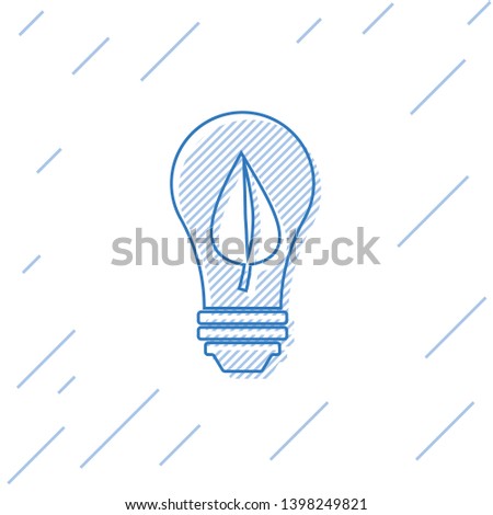 Blue Light bulb with leaf line icon isolated on white background. Eco energy concept. Alternative energy concept. Vector Illustration