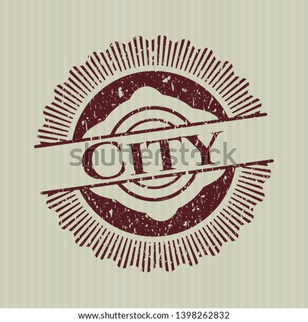 Red City distress rubber stamp with grunge texture