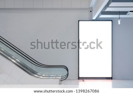 template advertising light box blank area for your copy space and poster commercial promote area with escalator public space