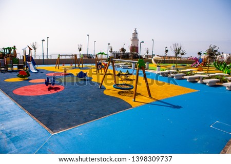 Children's playground at the Europa Point of Gibraltar near lighthouse