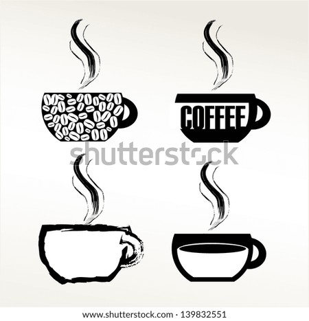 black and white coffee icon over white background vector illustration