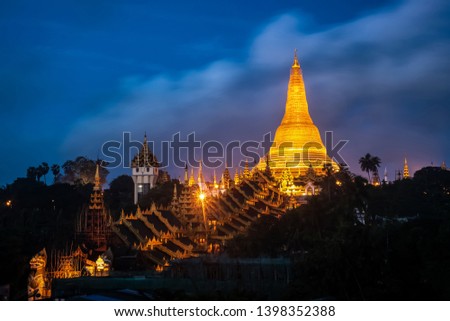 View of Shwedagon Pagoda Restoration in Yangon, Myanmar