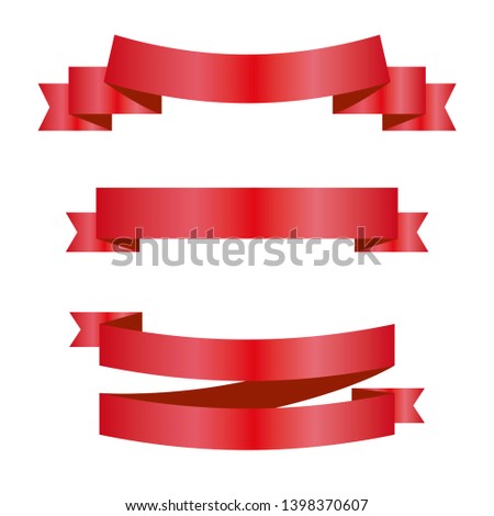 Red ribbons set. Vector design elements isolated on white background. - Vector
