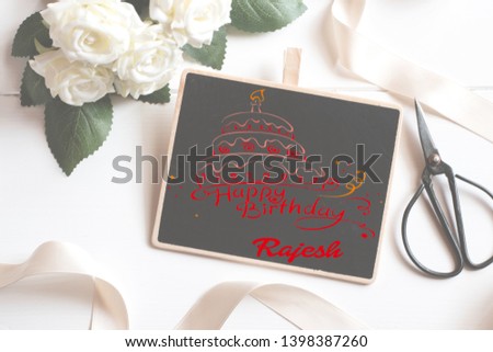 happy birthday card with flower - image