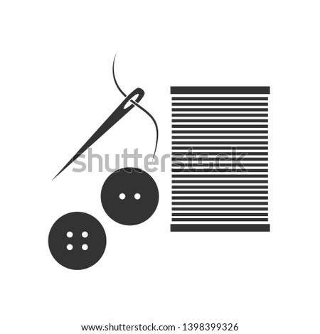 Sewing needle with thread Glyph icon vector concept illustration for