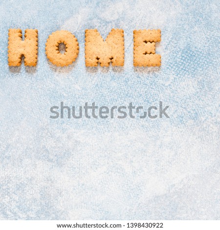 Crackers Arranged as a Word Home, copy space for your text, square