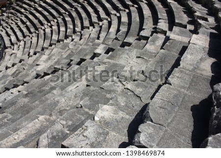 Ruins of ancient city in Side.  Picture of Ancient Amphitheatre.