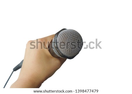 Holding a microphone - Clipping path