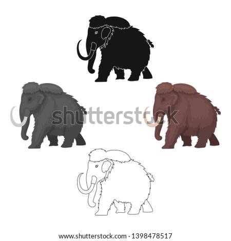 Mammoth icon in cartoon,black style isolated on white background. Dinosaurs and prehistoric symbol stock vector illustration.