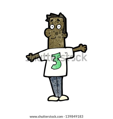 cartoon man in shirt with number three